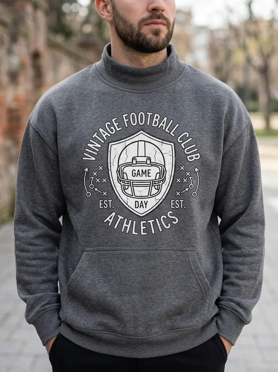 Men's American Football Lover Helmet Shield Printed Sweatshirt