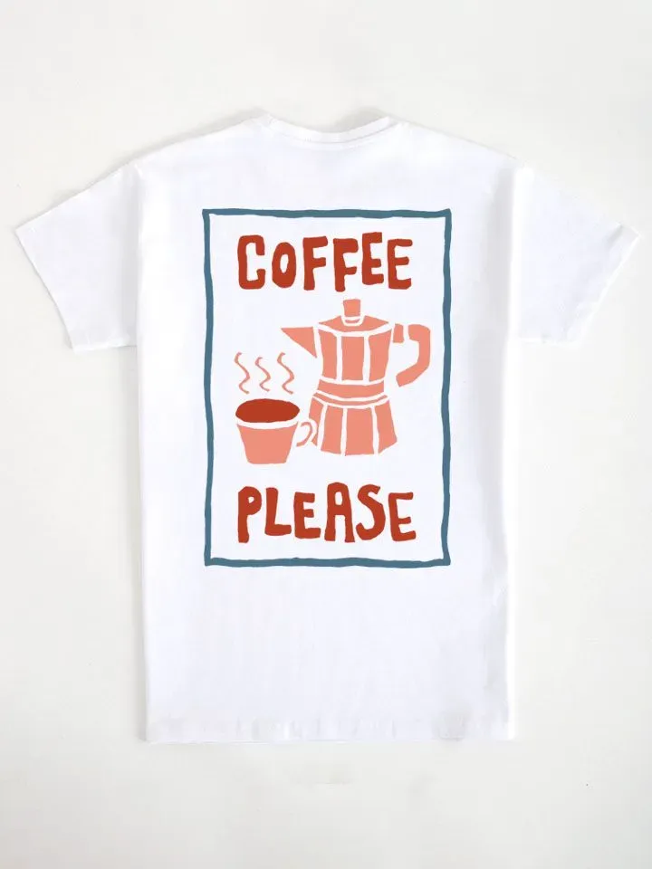 Coffee Utensil Graphic White T-Shirt