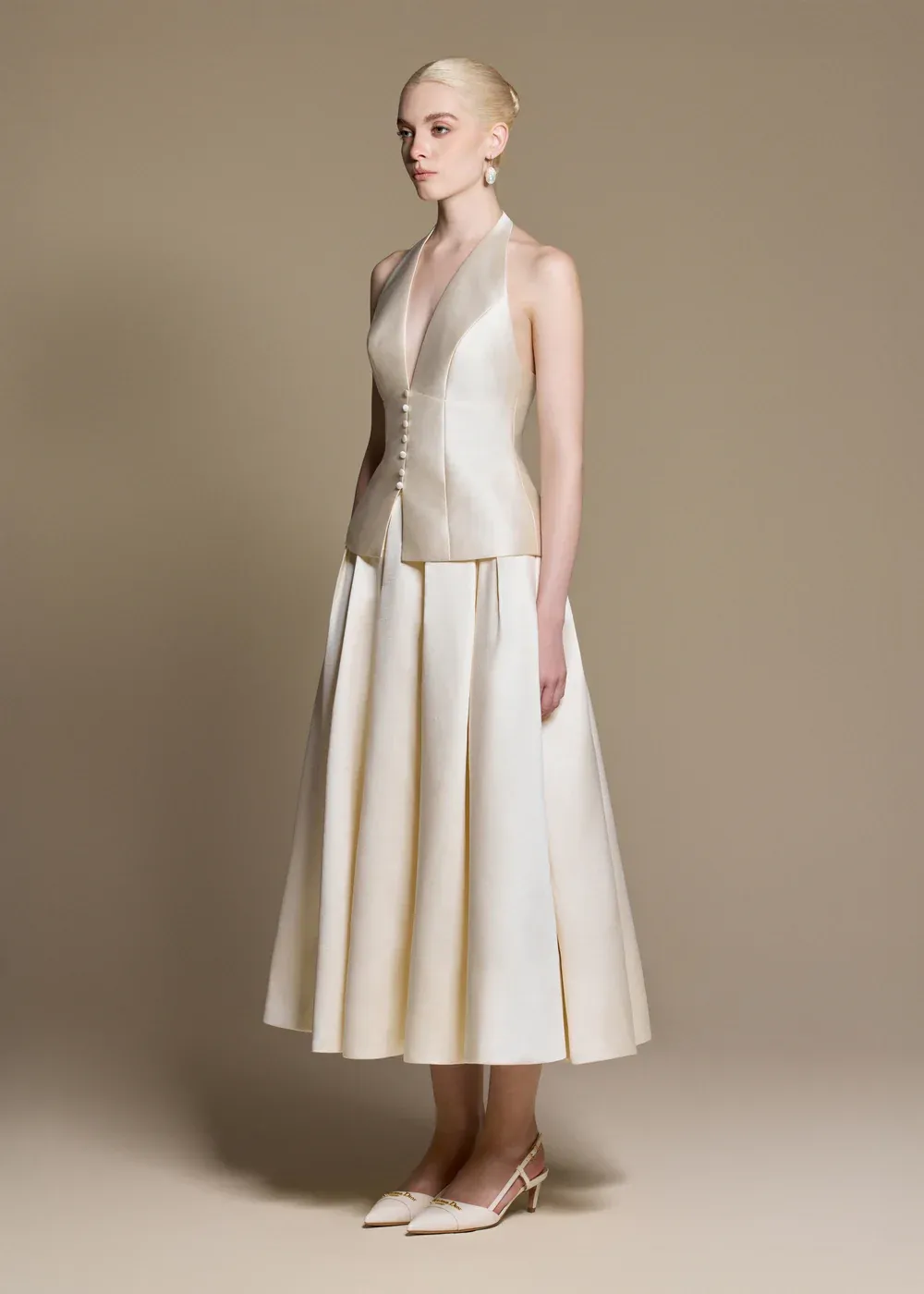 Aurelia White Cami Midi Dress Two-Piece Set