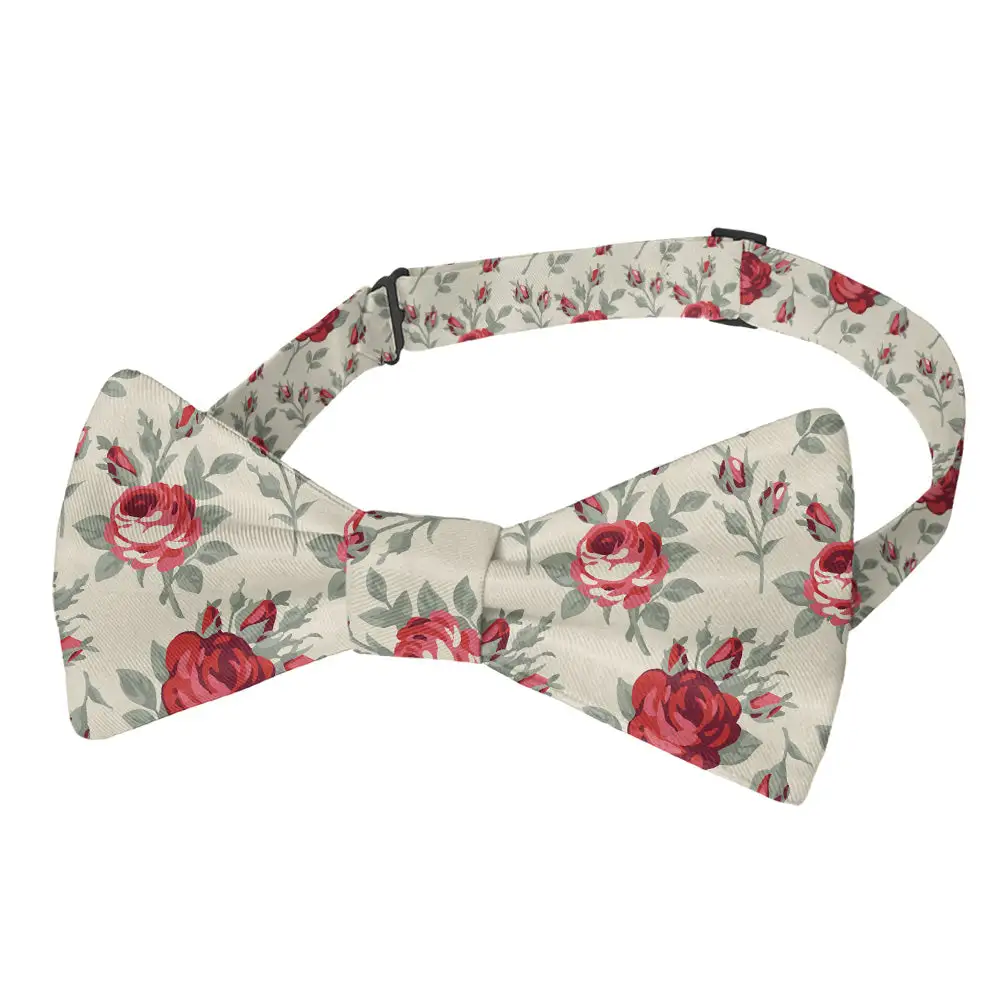 Antique Rose Pattern Bow Tie