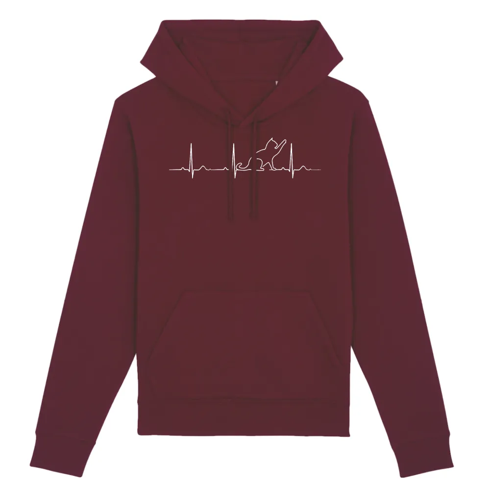 Heartbeat Cat Graphic Pullover Hoodie