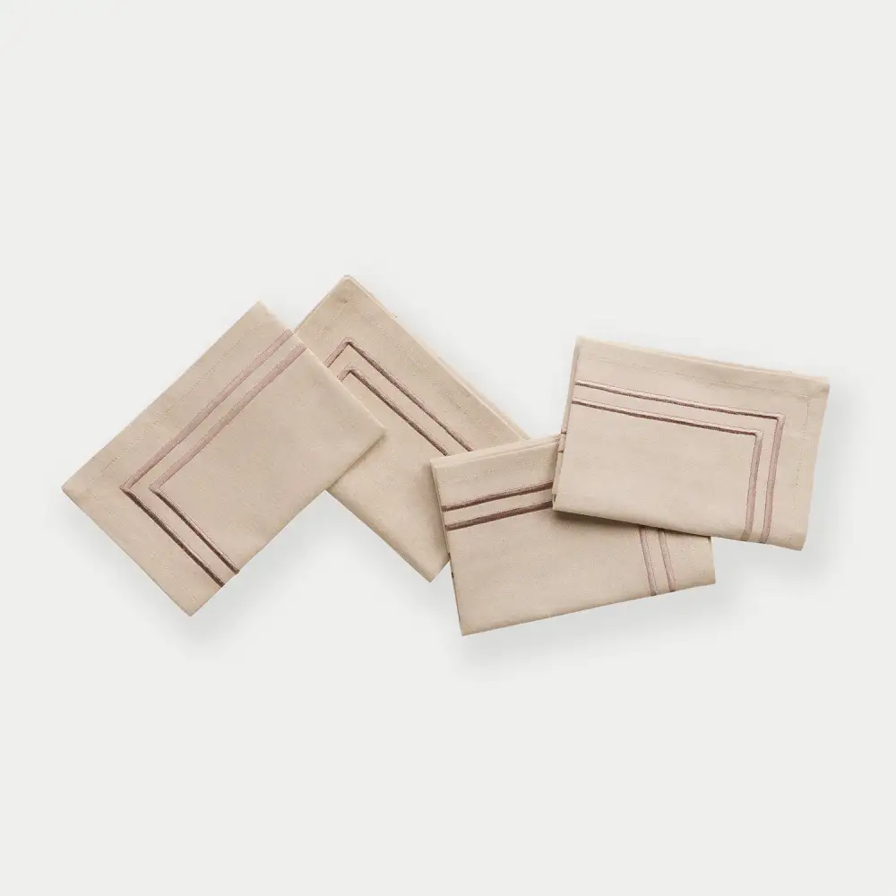 Beige Embroidered Cotton Napkins