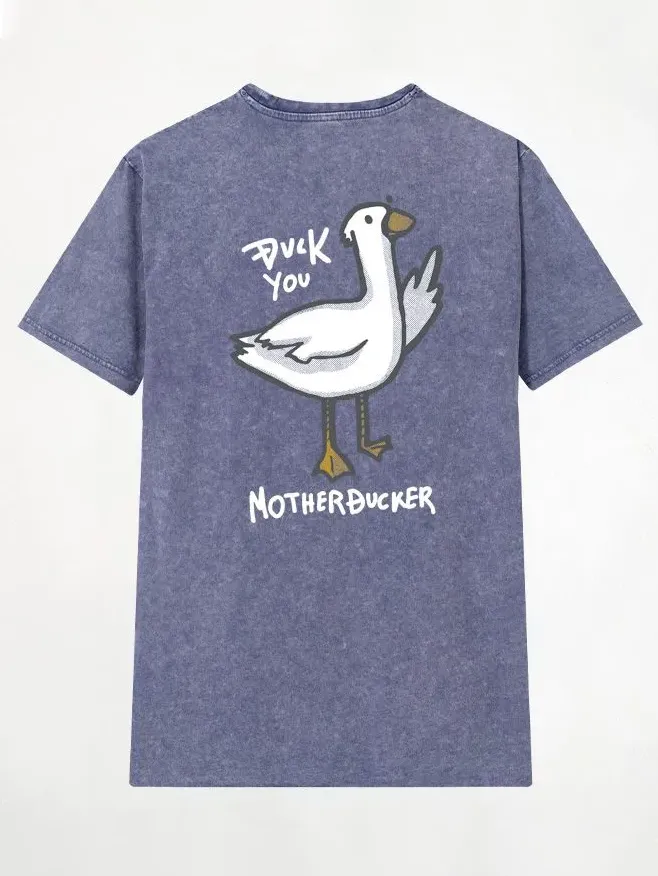 Cartoon Goose Graphic Unisex Slight Stretch T-Shirt