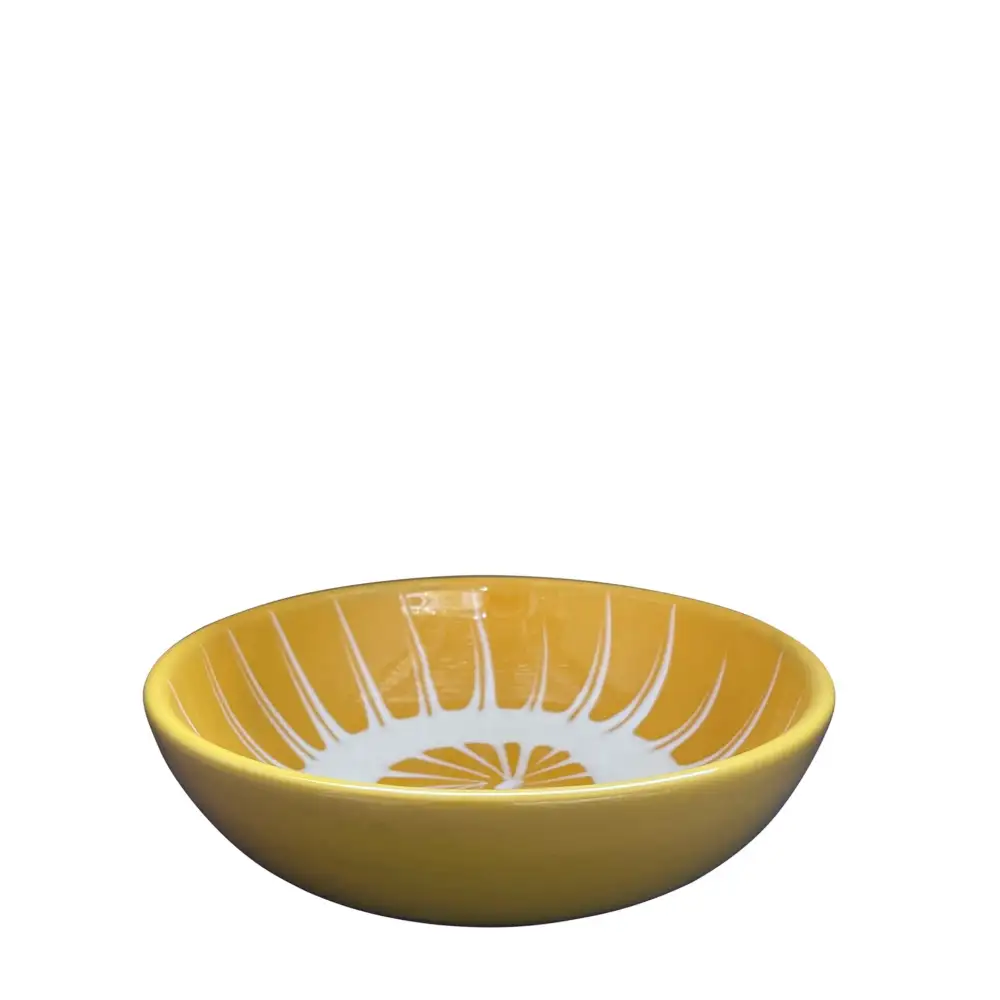 Sun-Motif Ceramic Dessert Bowl