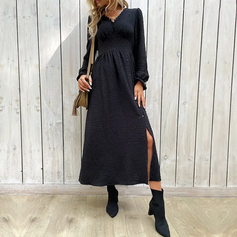 Women's V-Neck Asymmetric Maxi Dress