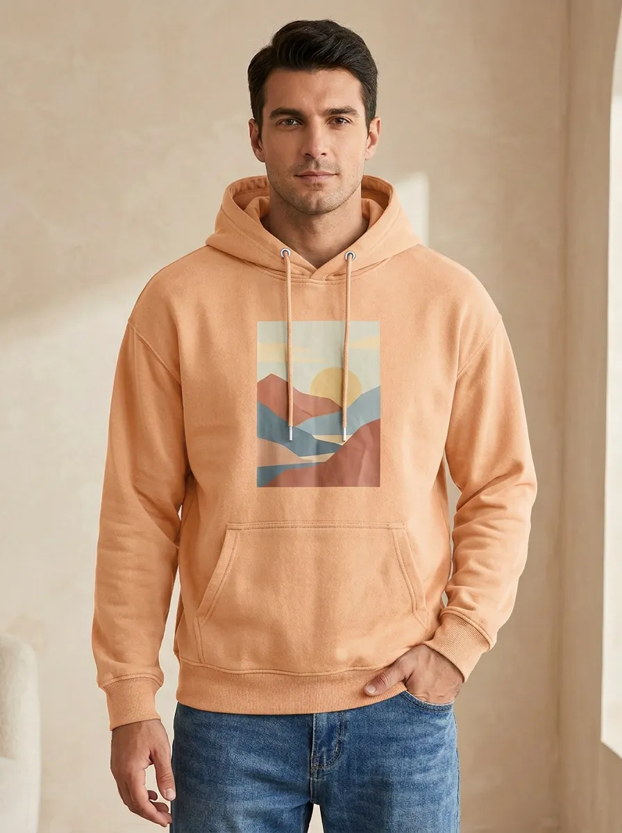 Men's Nature Lover Abstract Mountain Sunset Print Hoodie