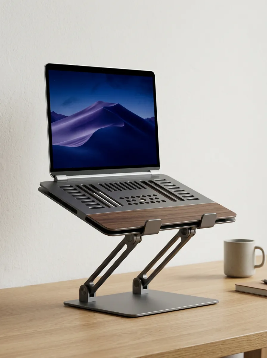 Ergonomic Wood Aluminum Laptop Stand