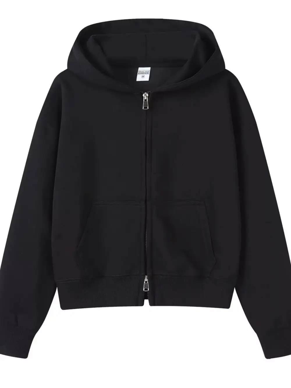 Zip-Detail Pocketed Long-Sleeve Hoodie