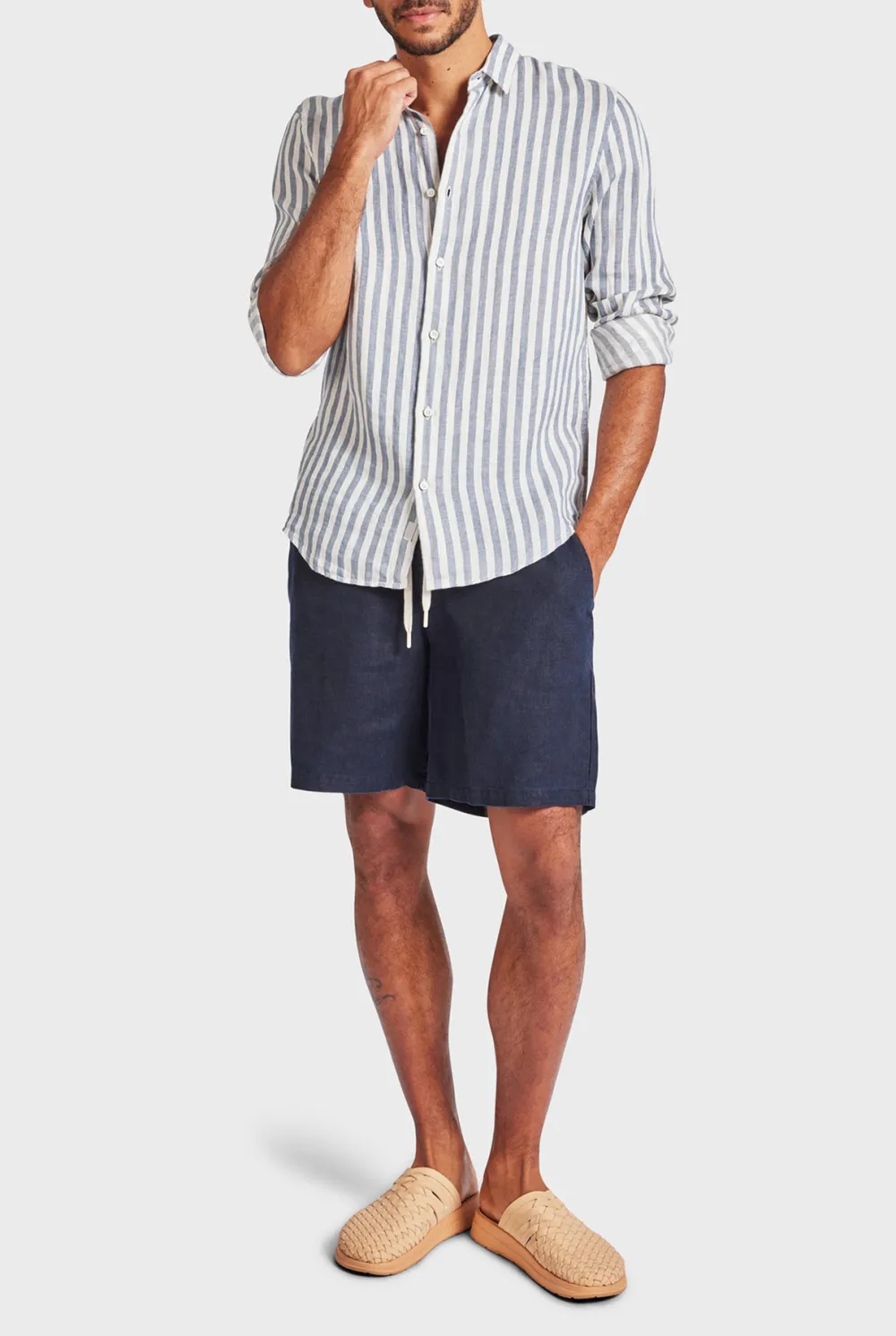 Minimalist Solid Linen Blend Casual Everyday Shorts