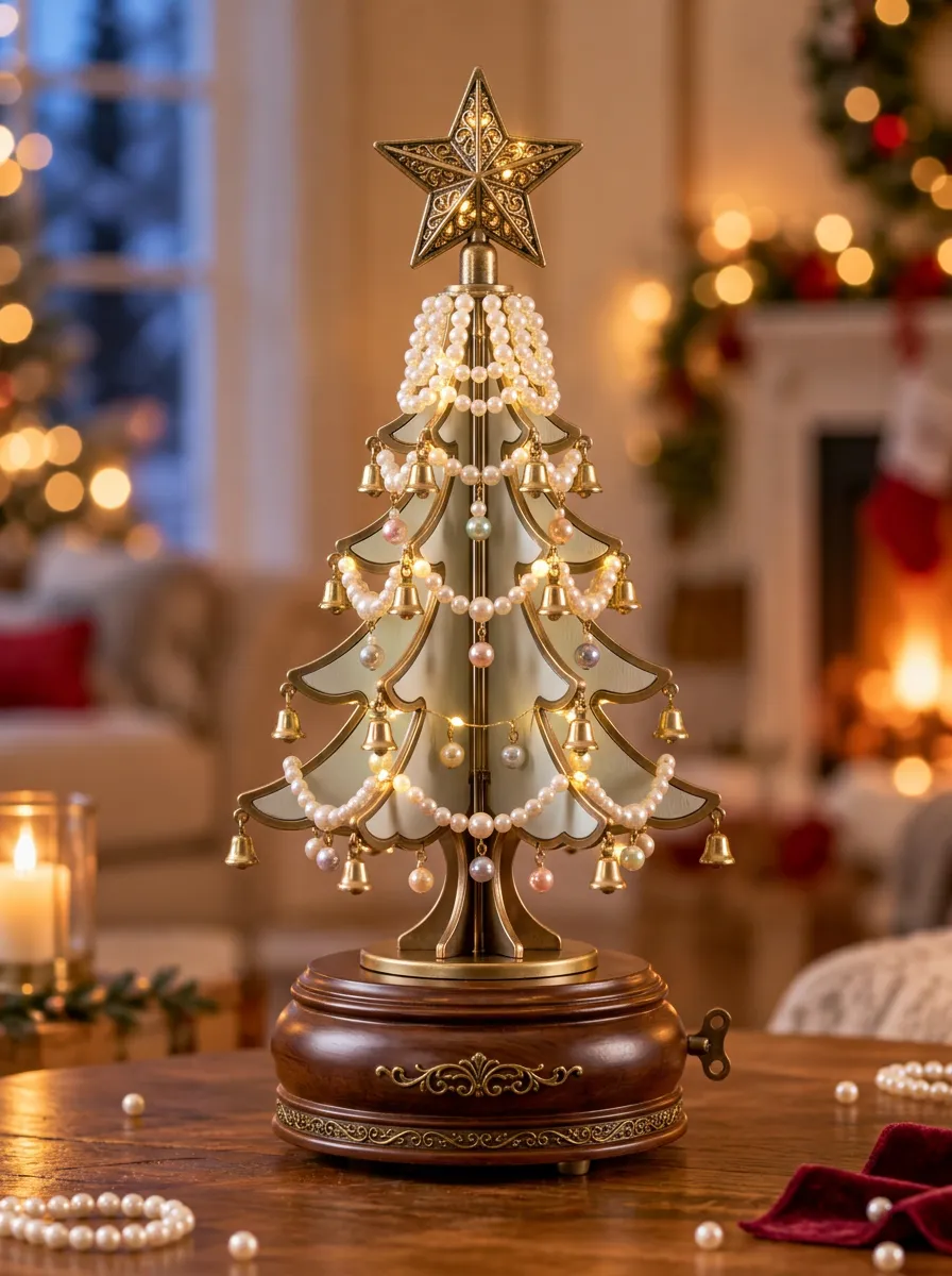 Decor Pearl Bell Star Christmas Tabletop Tree