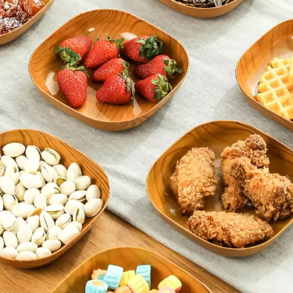 Kitchen Wood Grain Plastic Square Plate
