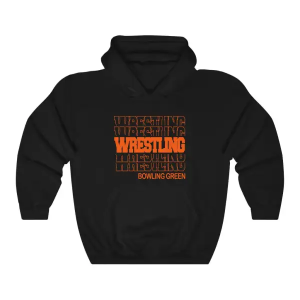 Casual Modern Stacked Wrestling Graphic Pullover Hoodie