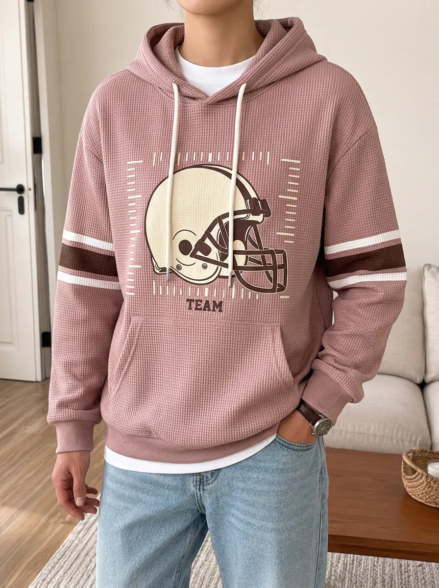 Men's Heritage Football Fan Helmet Printed Waffle Knit Hoodie