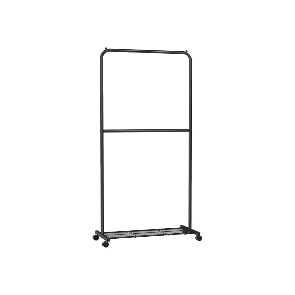 Rolling Double Rail Clothes Rack