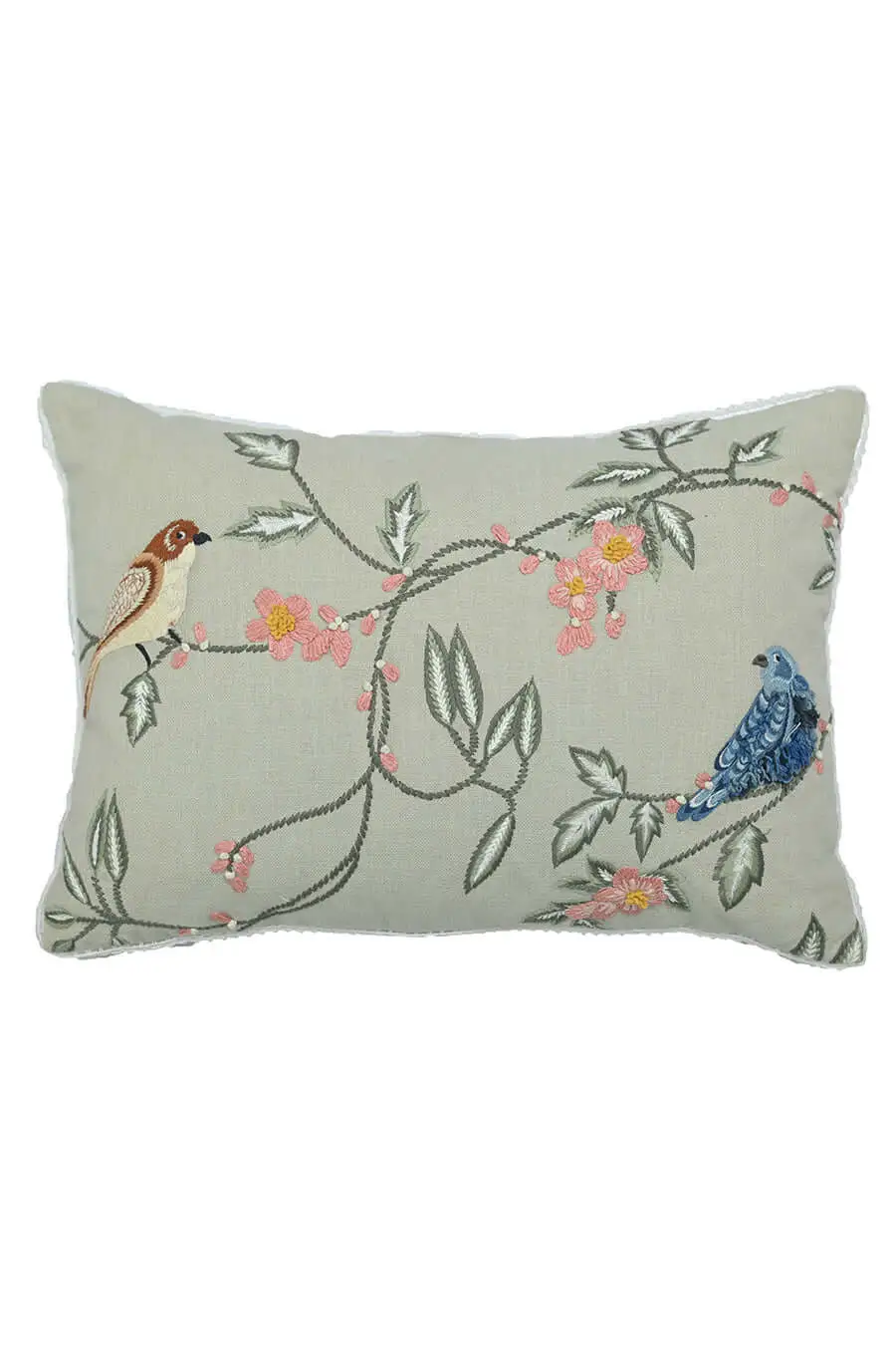Artisan Detail Embroidered Animal Motif Decorative Cushion Cover