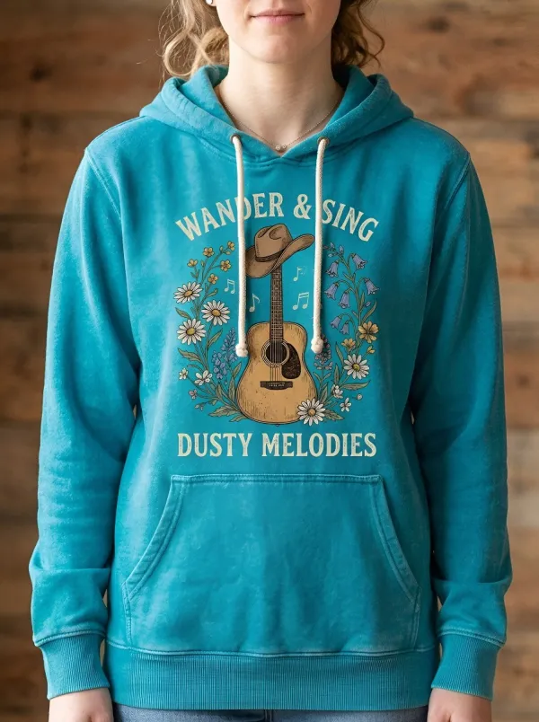 Americana Guitar Floral Country Music Graphic Hoodie
