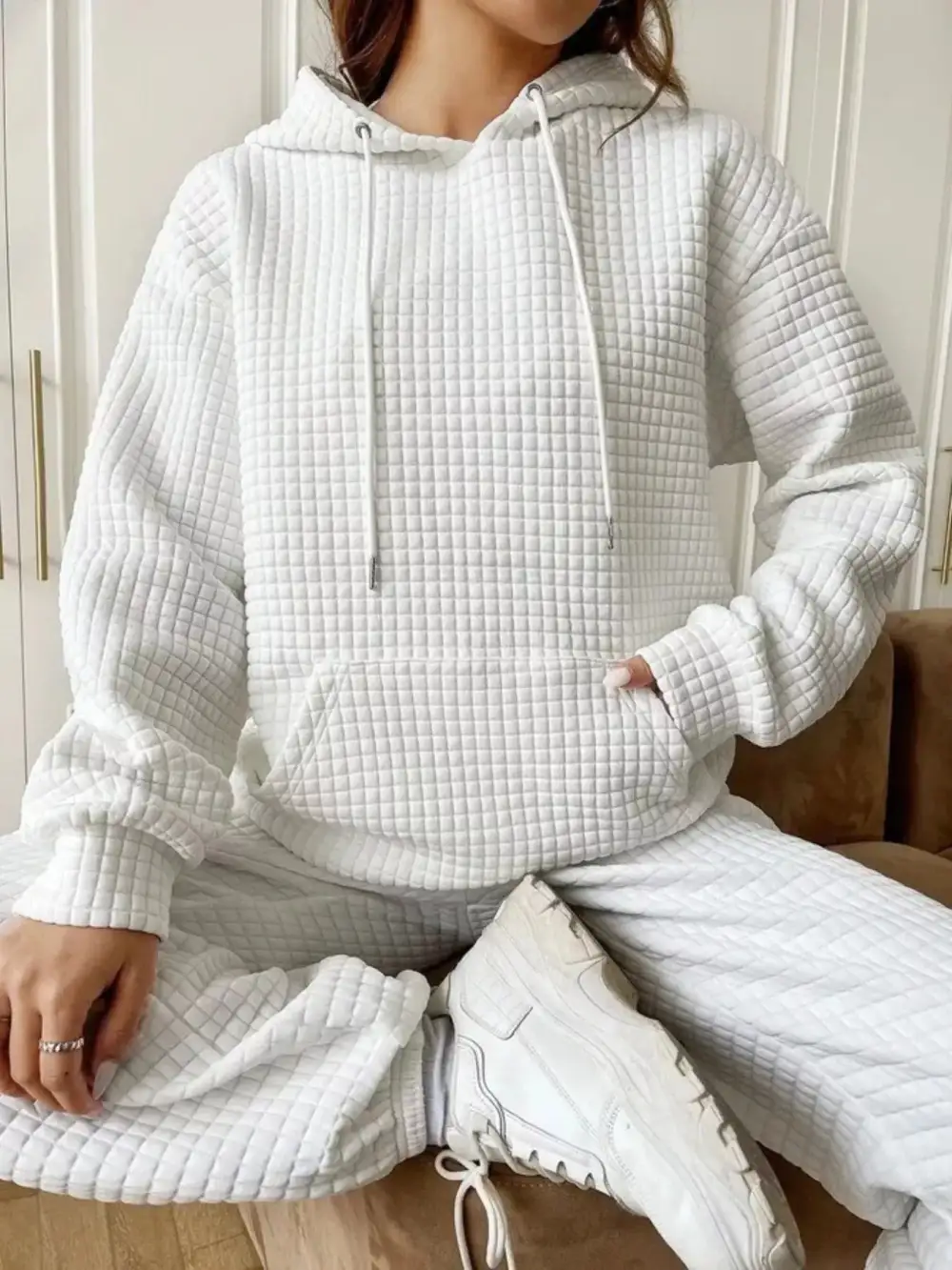 Textured Kangaroo Pocket Hoodie