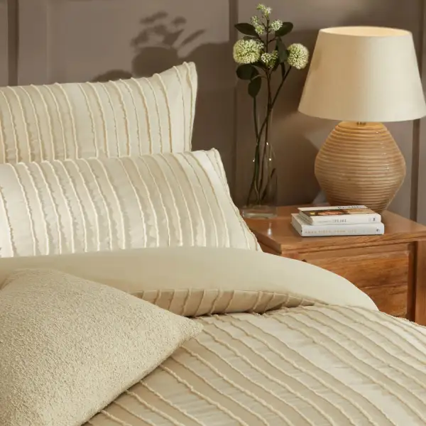Tufted Stripe Linen Duvet Cover Set