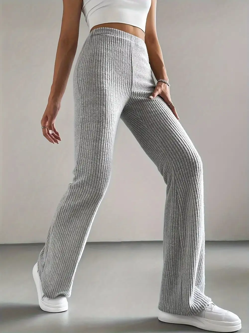 High Waist Flared Casual Pants