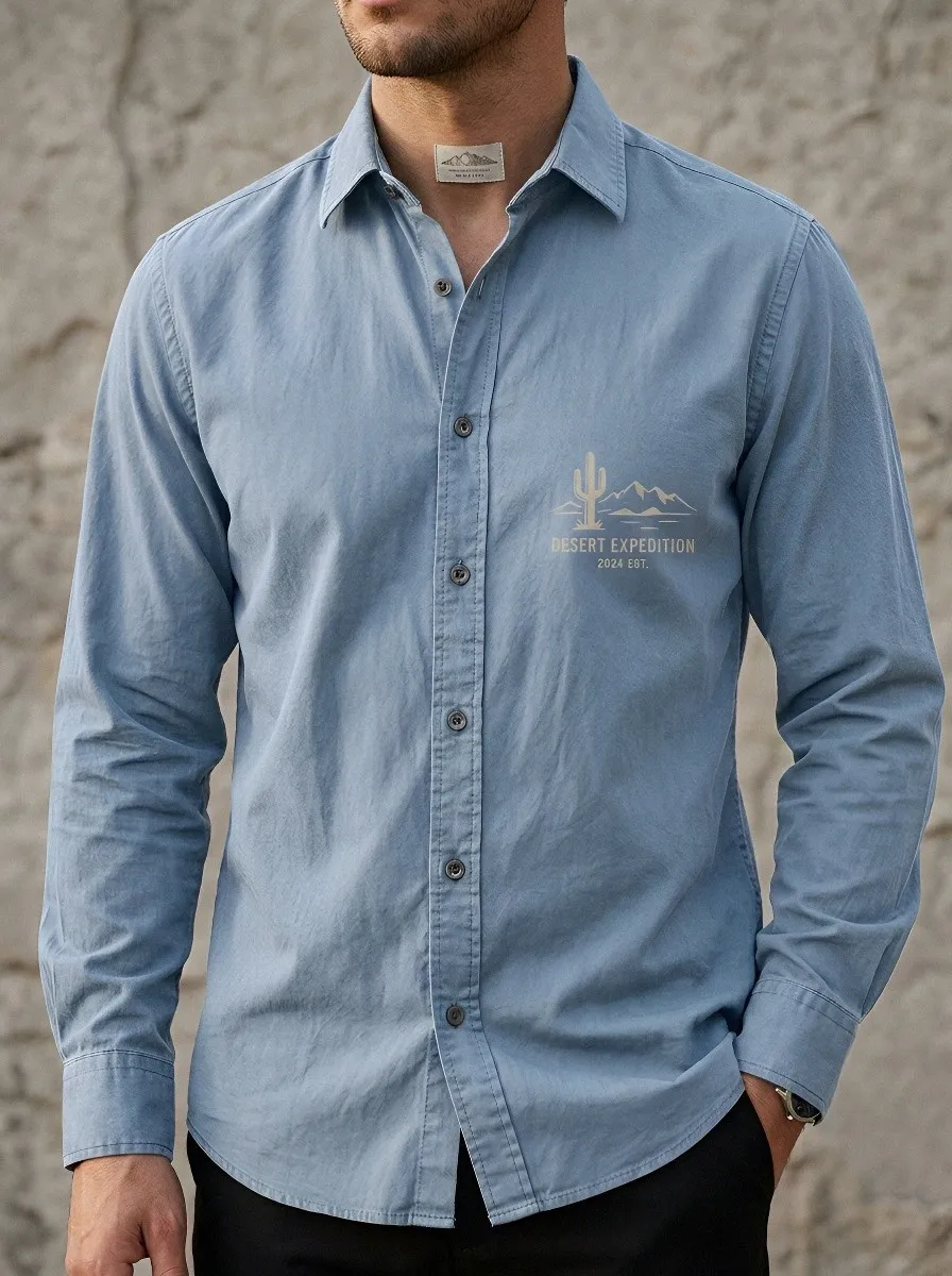 Men's Desert Expedition Cactus Mountain Printed Shirt
