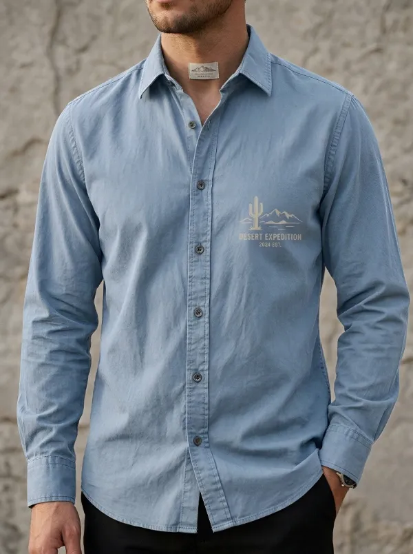 Men's Desert Expedition Cactus Mountain Printed Shirt