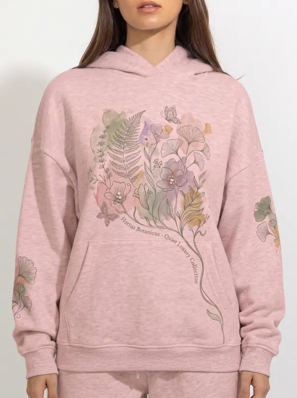Women's Botanical Floral Butterfly Watercolor Printed Hoodie