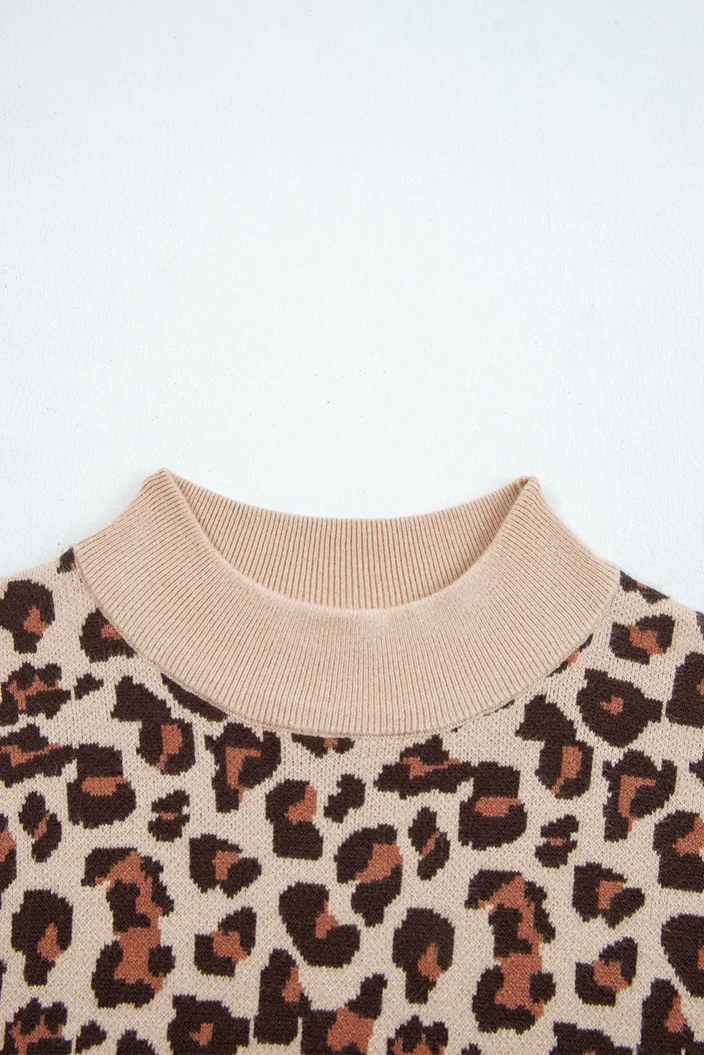 Layered Detail Animal Print High Neck Mini Dress
