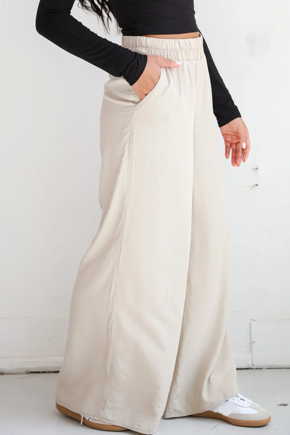 Khaki Wide Leg Pants