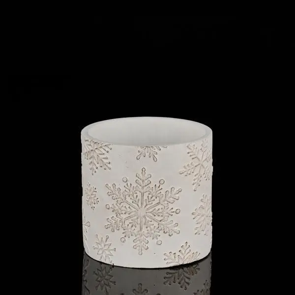 Snowflake Whitewash Cement Planter