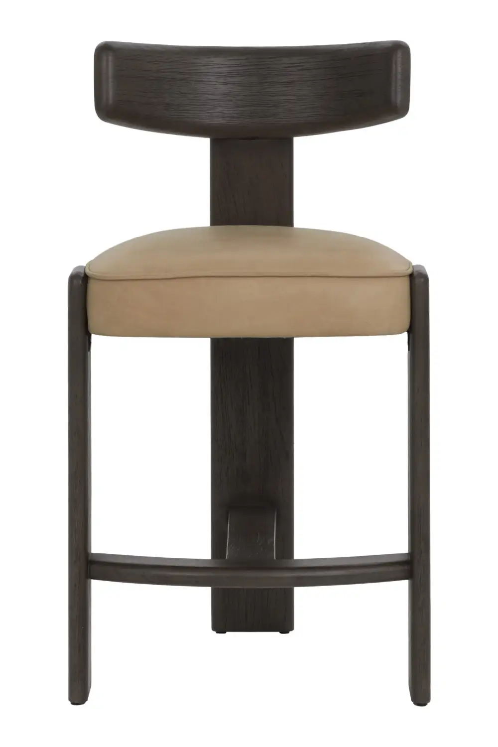 Oak-Frame T-Shaped Counter Stool