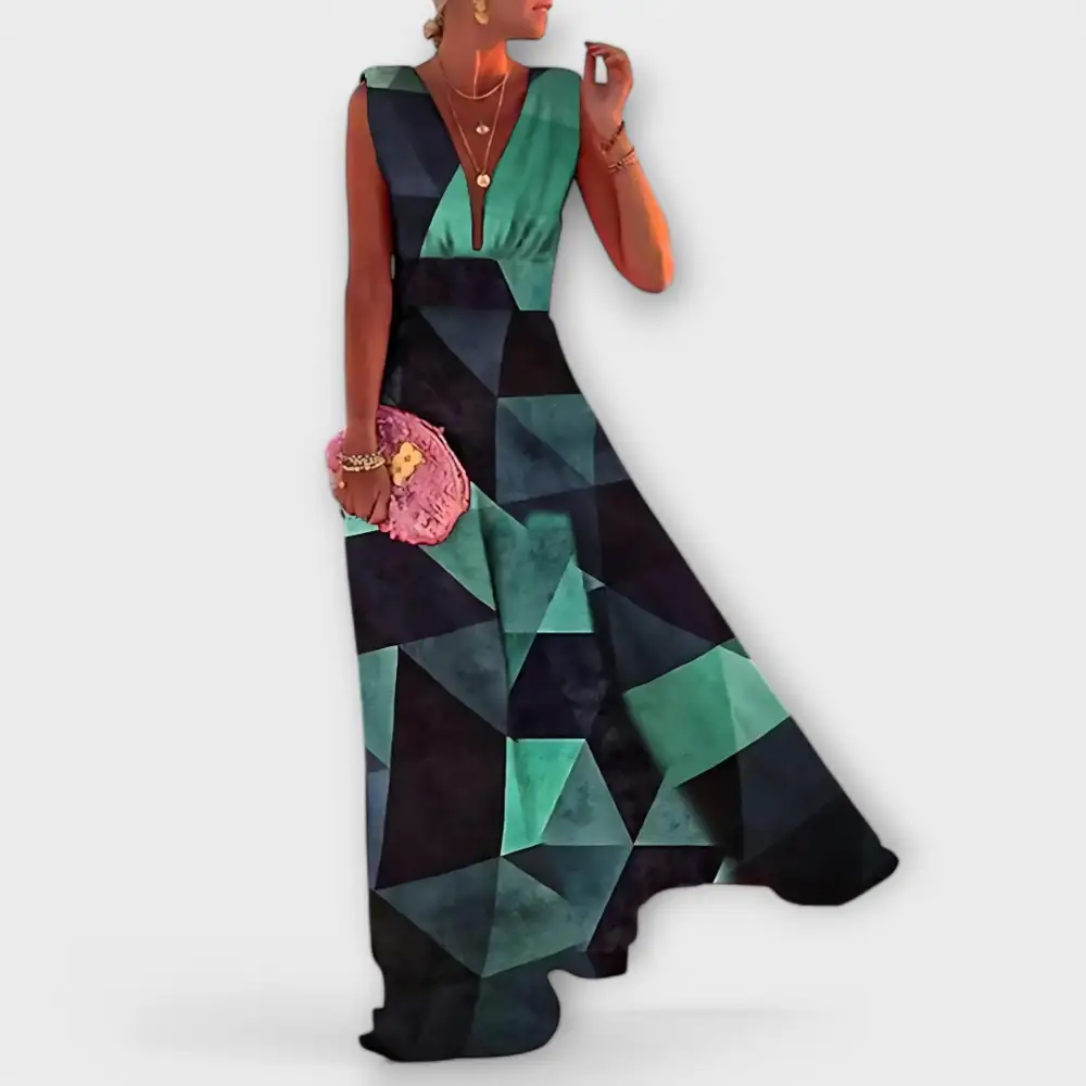 Sleeveless Printed Flowing Casual Dress