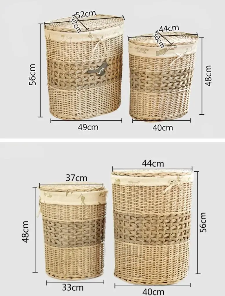 Classic Lidded Woven Round Wicker Laundry Basket