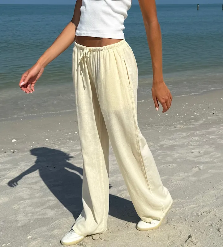 Pastel Yellow Drawstring Pants