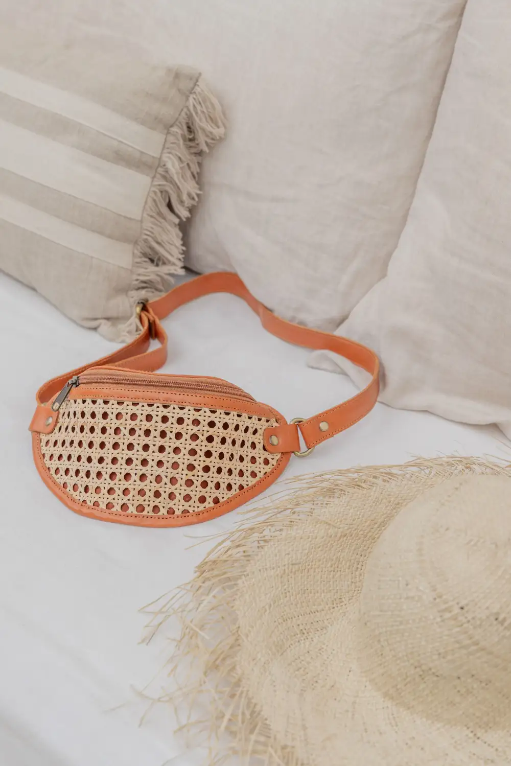 Leather Cane Sling Crossbody Bag