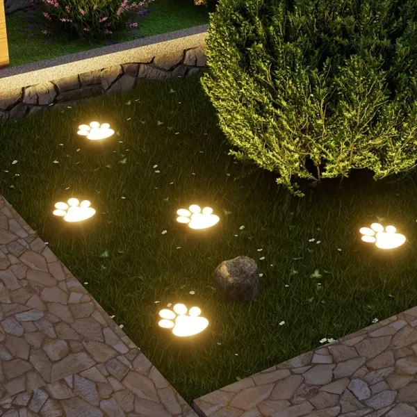 4 Pcs Solar Paw Print Path Light
