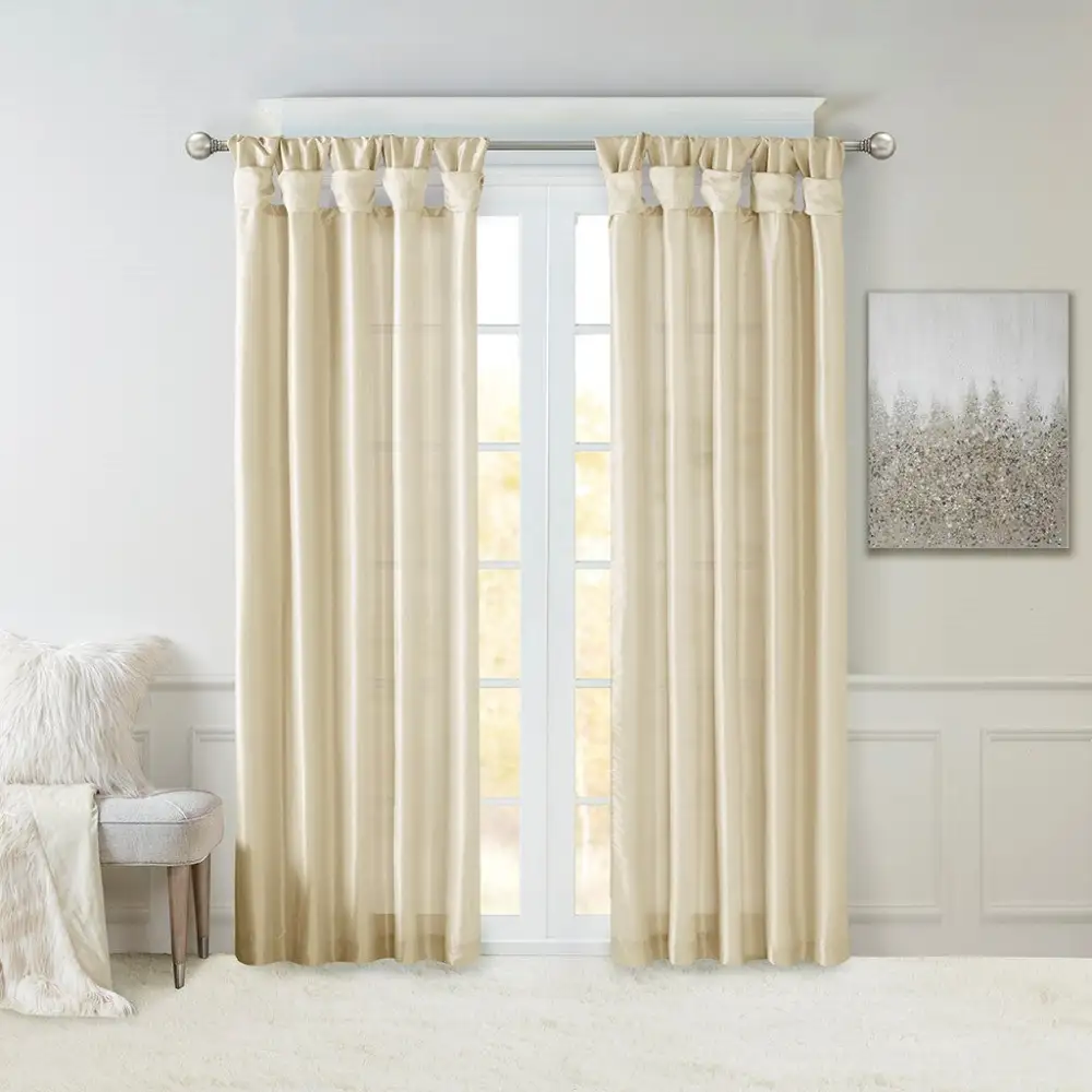 Airy Faux Silk Twist-Tab Curtain Panel
