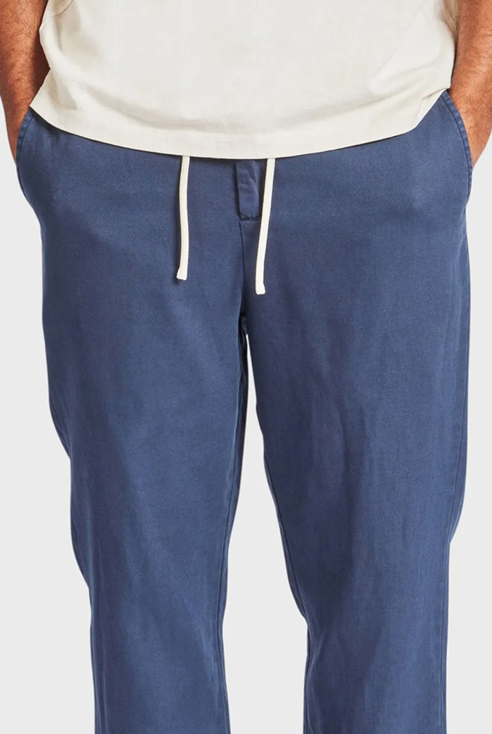 Casual Drawstring Waist Cotton Blend Trousers