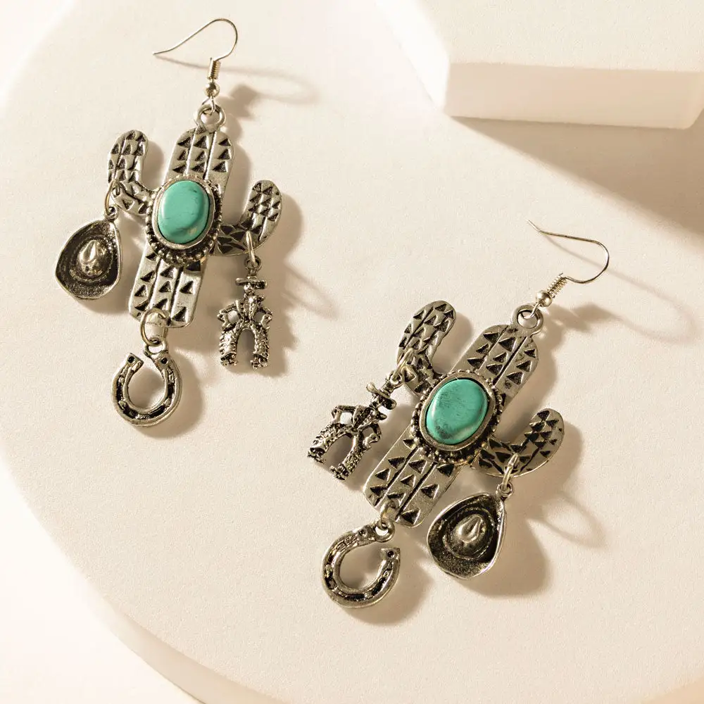 Western Cactus Charm Earrings