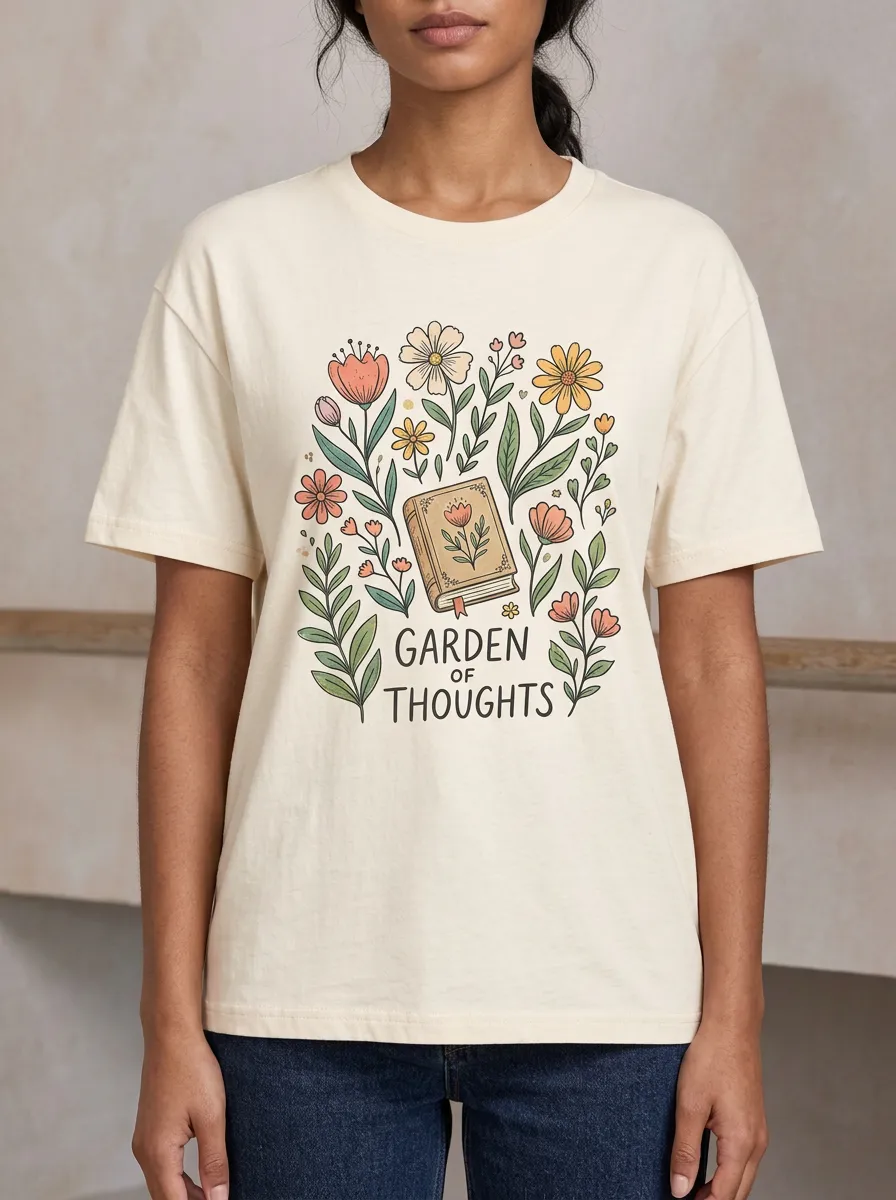 Book Lover Garden Of Thoughts Floral T-Shirt