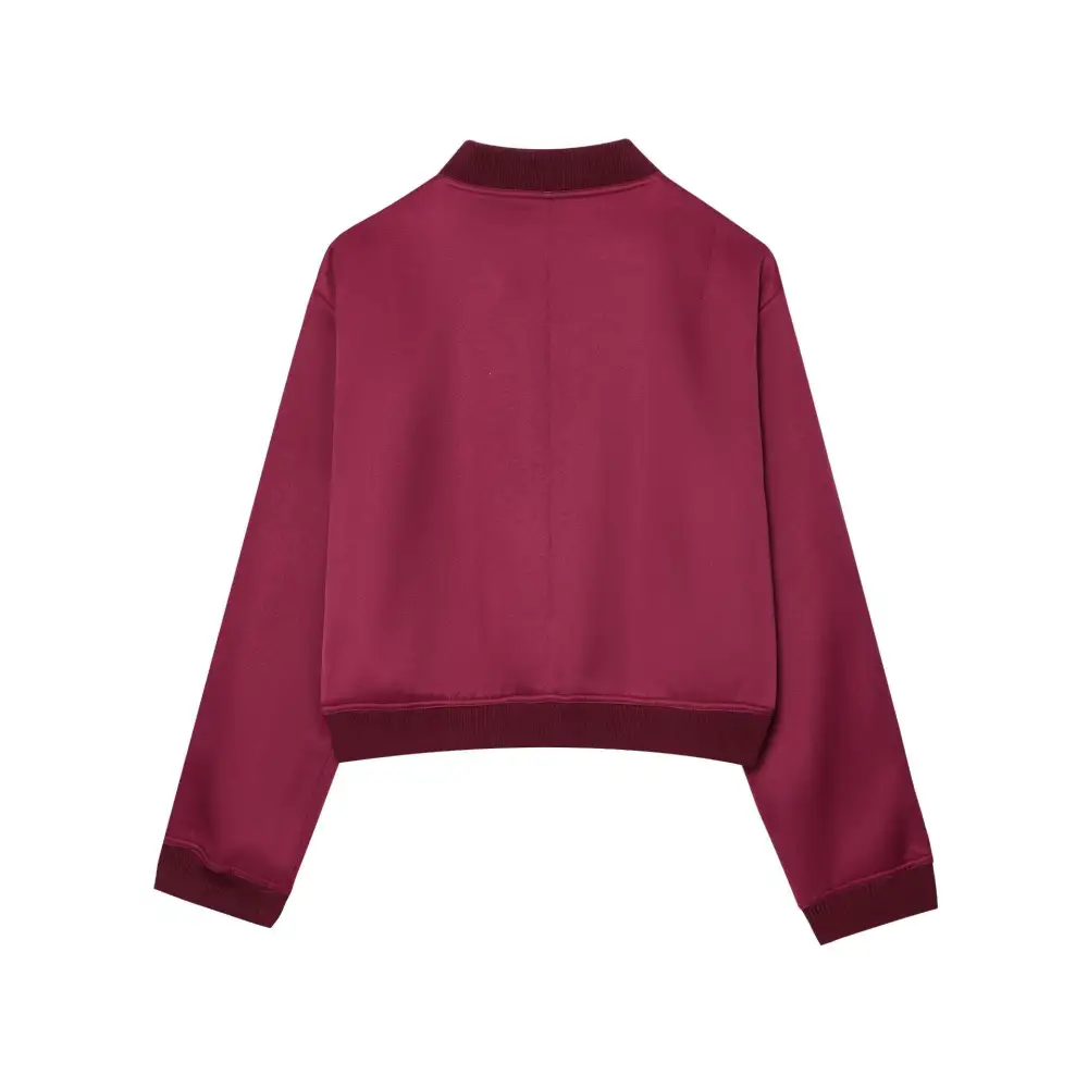 Cropped Snap Front Flap Pocket Bomber Jacket