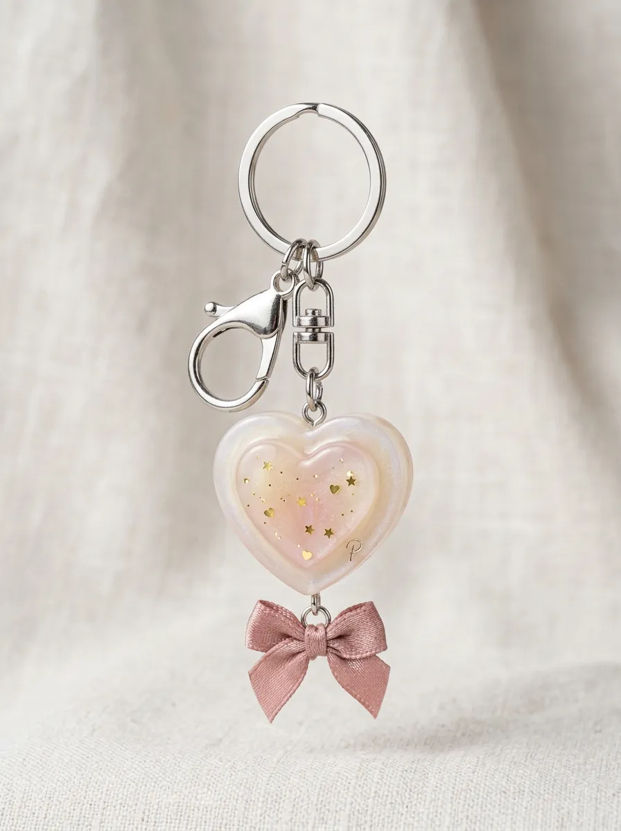 Heart Star Bow Glitter Elegant Gift Keychain