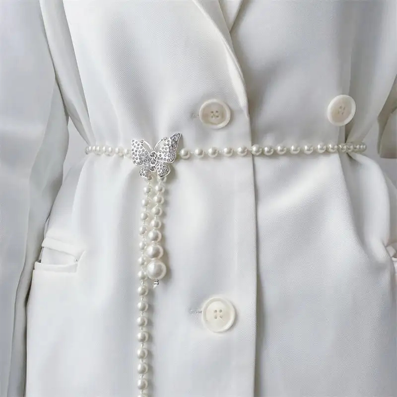 Polished Pearl Cascade Waist Belt