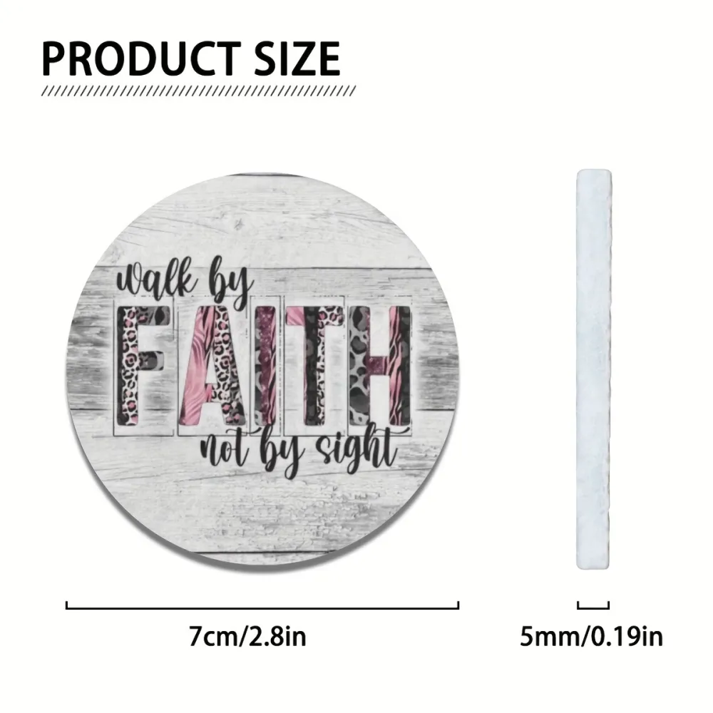 2 Pcs Faith Quote Car Cup Coasters