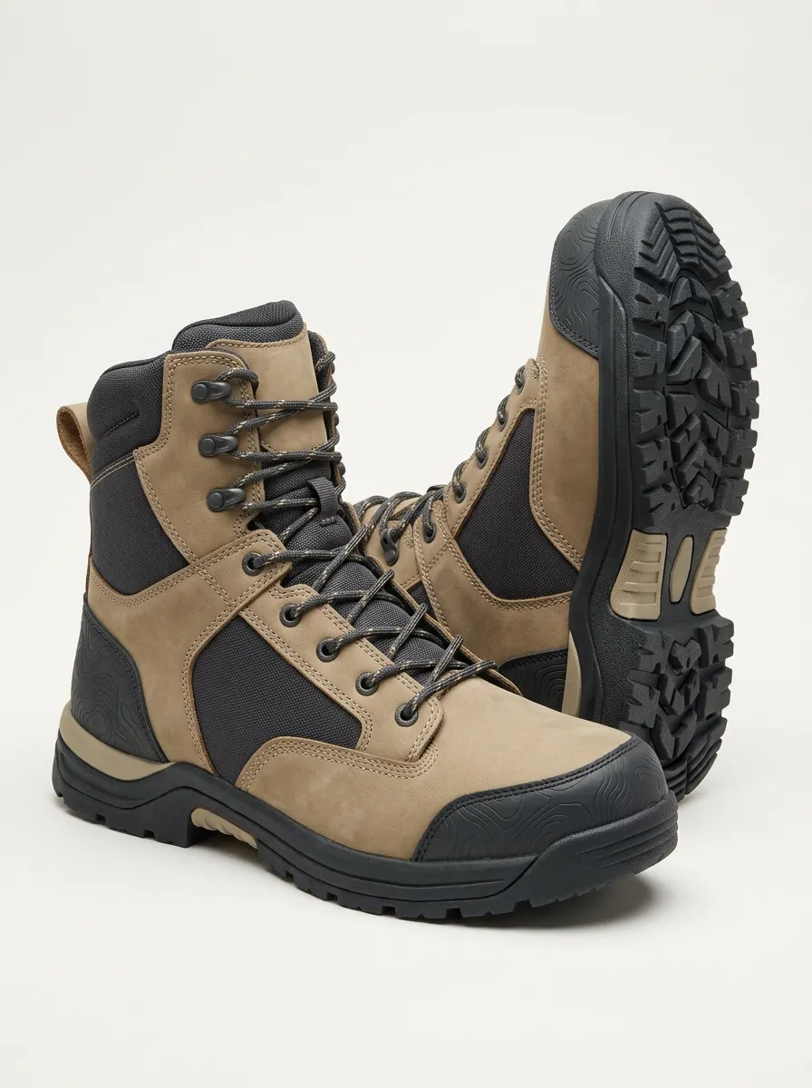 Unisex Contemporary Outdoor Hiking Topographic Pattern Print Work Boots