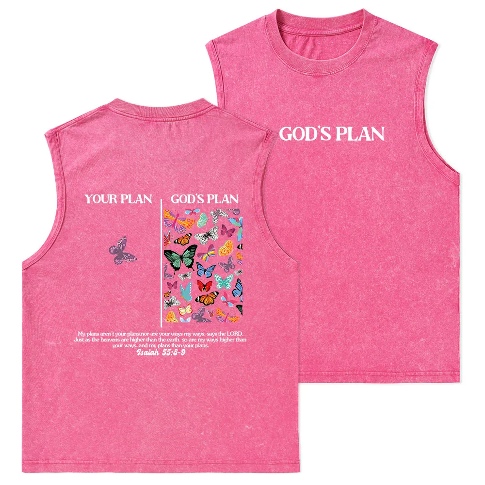Your Plan And God's Plan Christian Washed Sleeveless Tee