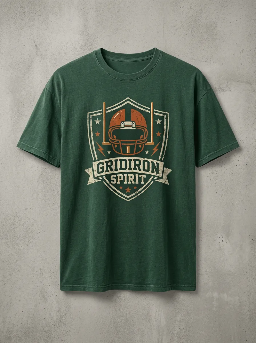 Men's American Football Gridiron Spirit Helmet Graphic T-shirt