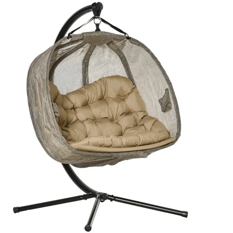 Cushioned Double Compartment Pocketed Hanging Garden Chair