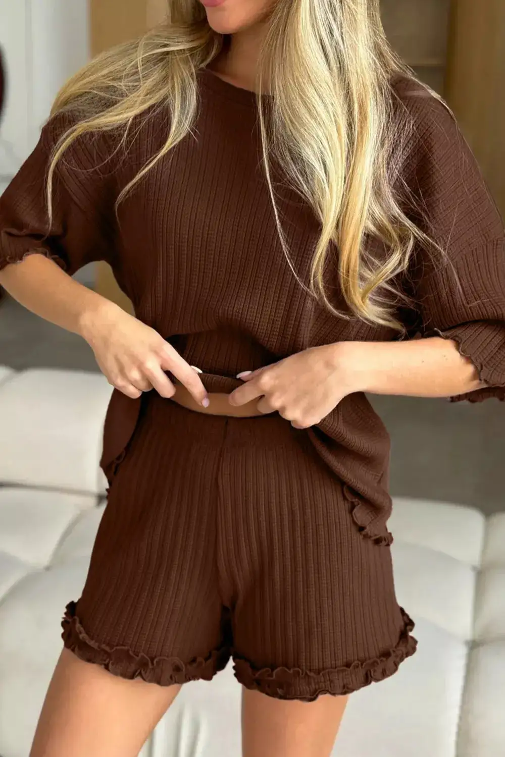 Half Sleeve Top Shorts Set