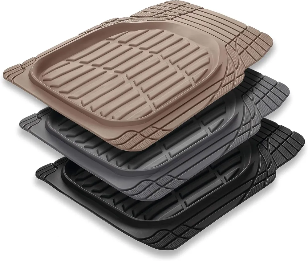 Semi Custom Fit Car Floor Mat (Sand, 4 Pieces, Full Set Pan Tech, 100% PVC odorless)