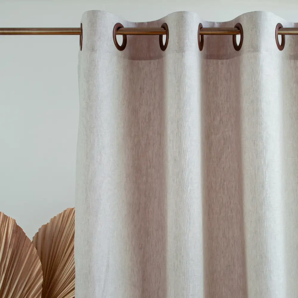 Eyelet Lined Linen Curtain Panel